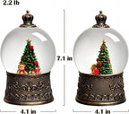 Christmas Tree Snow Globe Christmas Decorations Indoor Gifts Auto Snowfall Glitter Music Collection Teddy Bear Gift Box with 6H Timer USB/Battery Powered 105mm Globe