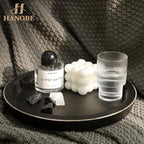 Hanobe Candle Plate Holder Tray: Round Wood Decorative Candle Plate - Rustic Farmhouse Coffee Table Decor - Tealight Pillar Trays for Home Decor (Black)