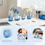 Der Rose Glass Bud Vases Set of 32 Small Blue Flower Vases for Rustic Wedding Centerpieces Table Decorations and Home Office Decor(Blue)