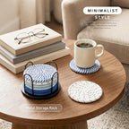 Lazebox Coasters Set of 8 for Drinks, 4 Inch Large Coasters for Coffee Table, Tabletop Protection for Hot & Cold Drinks, Versatile Coasters for Home Decor, Non-Slip & Easy to Clean, Sky Blue