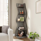 LITTLE TREE Small Corner Shelf, Modern 5-Tier Wall Corner Bookshelf, Stylish Bookcase Storage Rack for Small Space, Living Room, Bedroom