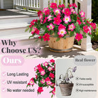 Artificial Hanging Faux Flowers for Outdoors Planters 2PCS Fake Flowers Silk Hibiscus Flowers for Outside Outdoor Faux Hanging Plants UV Resistant Spring Home Front Porch Decoration