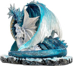 Fantasy Dragon Fairy Figurine Set, Mystic White Dragon Twins Resin Sculpture - Guardian Spirit Home Decor, Fantasy Figurine with Legend Story, Collectible Gift for Myth Lovers