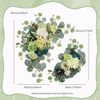 Odouzy Artificial Wedding Arch Flowers for Wedding Sign,Set of 2 for Wedding Welcome Ceremony Sign,Faux Floral Swags,Wedding, Banquet and Reception Backdrop Floral Decoration (Dark Green)