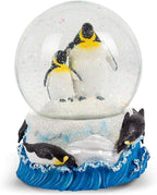 Elanze Designs Playful Penguins Family Mother Daughter Winter Snow Ocean Tabletop Figurine 100MM Sturdy Wind Up Musical Glitter Water Snow Globe Plays Tune Born Free