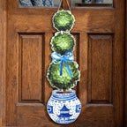 RattanView Large Size Chinoiserie Bonsai Door Hanger Rustic Topiary Wooden Sign Front Door Home Wreath Ornament for Farmhouse Indoor Outdoor Yard Porch Welcome Decor(Fresh,31.5 x 9.65 in)