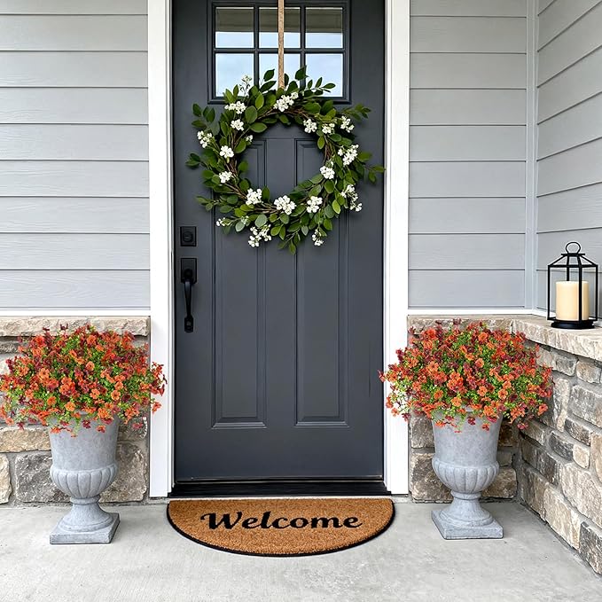 Artificial Fake Mums Fall Flowers for Outdoors Decoration,12 Bundles Faux Silk Daisy Flowers for Outdoor Planter UV Resistant Look Real for Home Front Door Porch Patio Outside Yard(Orange Brown)