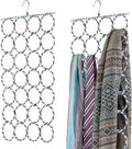 Flexzion Scarf Organizer for Closet - 28 Slot Scarf Hanger Hijab Organizer, Space Saver for Socks, Shawls, Ties, Towels, Belts, Multi Purpose Hanging Rack Storage, 2 Pack Colors May Vary