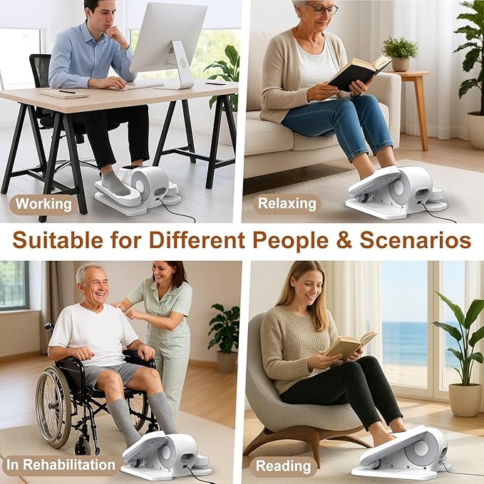 VIVURN® 028 Under Desk Elliptical 12 Speed 5 Modes Motorized Leg Exerciser While Sitting for Seniors As Seen on TV Low Impact Electric Pedal Exerciser with Non-Slip Mat Quiet for Home and Office