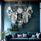 5 Pack Bohemian Ornaments,Dreamcatcher Gift Boho Native American Decor, Handmade Dreamcatcher for Girls, Boys, Adults, Kids Room,Witchy Gifts (Gray)