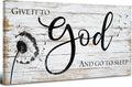 AIYISU Christian Bible Verses Wall Art Rustic Wall Decor for Bedroom Living Room Dandelion Pictures Give It To God and Go To Sleep Sign Canvas Painting Religious Poster Artwork Home Decorations 20x40
