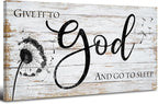 AIYISU Christian Bible Verses Wall Art Rustic Wall Decor for Bedroom Living Room Dandelion Pictures Give It To God and Go To Sleep Sign Canvas Painting Religious Poster Artwork Home Decorations 20x40