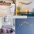 BASE ROOTS Moon Phase Wall Decor, Celestial Décor, Moon Décor & Boho Wall Décor, Silver Wall Art for Bedroom & Living Room, Bohemian Wall Decor, Handmade Hammered Metal 36" 13 Phases Moon Wall Decor, Gift for Women & Kids