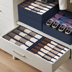 DIMJ Sock Organizer Drawer Organizer - Closet Organization and Storage, Underwear Drawer Organizer for Storing Socks, Handkerchiefs, Ties, Belts, Navy Blue