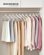 SONGMICS 50-Pack Pants Hangers, 16.7-Inch Long Velvet Hangers with Adjustable Clips, Heavy-Duty, Non-Slip Skirt Hangers, Space-Saving for Pants, Skirts, Coats, Dresses, White UCRF012W50