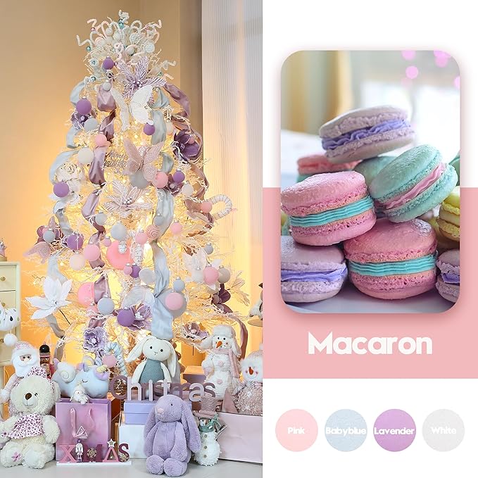 Sea Team 32-Pack Flocked Velvet Christmas Tree Ball Ornaments Set, Decorative Hanging Baubles, Shatterproof Plastic Decorations for Xmas Tree, Wreath, Garland, Multi-Sized, Pink