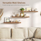 RALGEND Floating Shelves for Wall, 1.5" Thick Wall Shelf Set of 3 with Invisible Brackets, L31.5 x W7.9 Hanging Shelves Farmhouse Home Decor for Bathroom, Living Room, Bedroom, Rustic Brown 8301BJP3BF