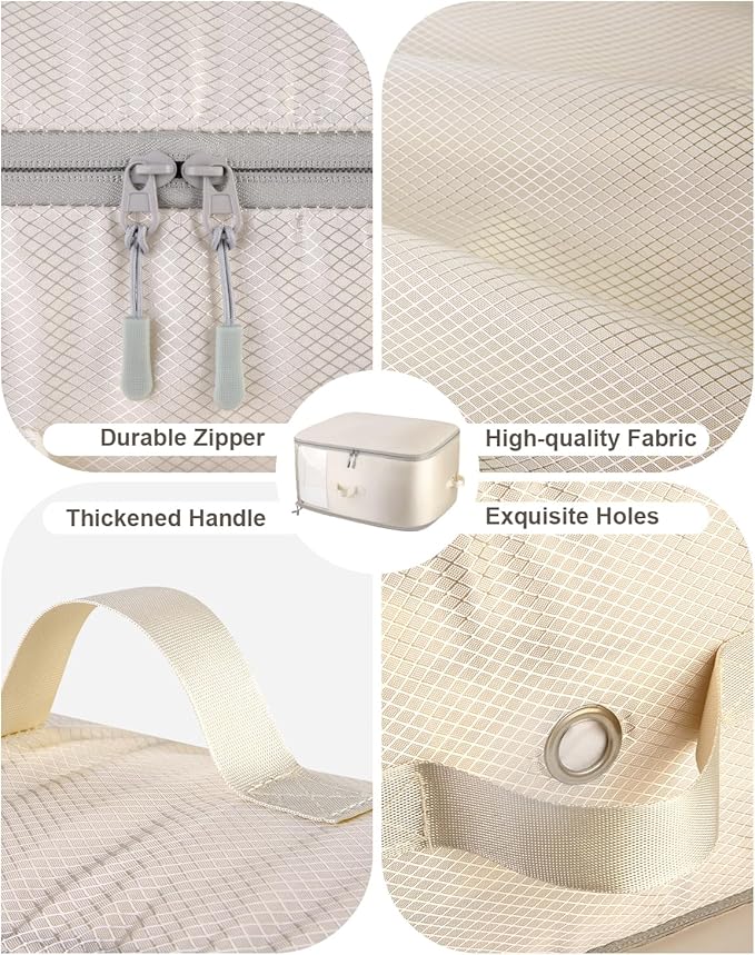 Comforter Storage Bag - 2-Layer Self Compression Organizer, 2-Pack Closet Organizers and Storage, Under Bed Space Saver, Blanket Organizer for Bedding, Pillow, Sheet, Clothes, Nursery Use