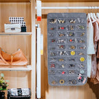 Bloss Hanging Jewelry Organizer With 80 Pockets Jewel Hanger For Jewelry Earring Storage Hanging Pocket Organizers Earring Holder Organizer for Mothers Day Gifts-Gray