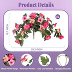 Artificial Fake Petunia Flowers for Outdoor Decoration, 2PCS Faux Silk Petunias Flower for Spring UV Resistant No Fade Realistic Plants for Garden Balcony Yard Porch Indoor Decor(Double Pink)
