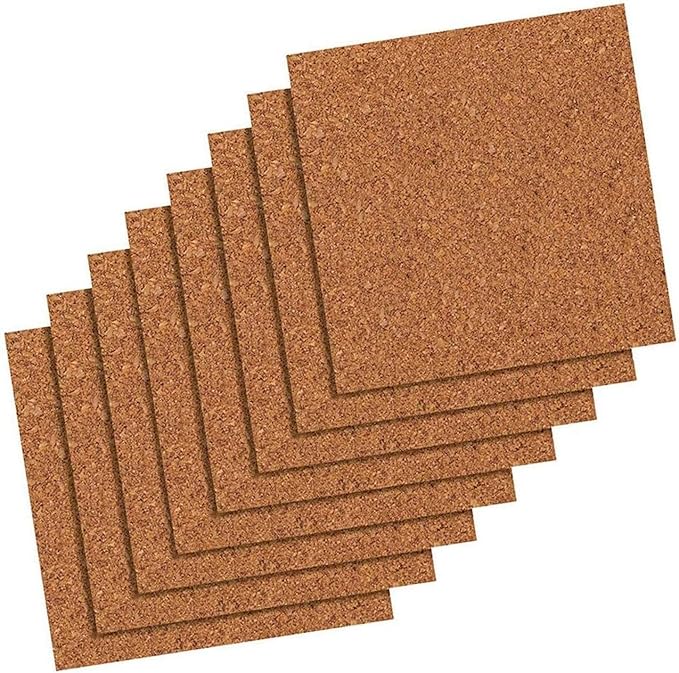 Quartet Cork Tiles, Bulletin Board Cork Panels 12" x 12" x 3/16", Natural, 8 Pack (108)