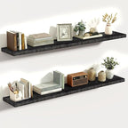 Vivelove 48 Inches Floating Shelves Wall Mounted, 10" Deep Wall Shelves for Bedroom, Bathroom, Living Room, Kitchen, Office, Home Decor, Modern Shelf, Set of 2, Black, 48x10.2x1.5