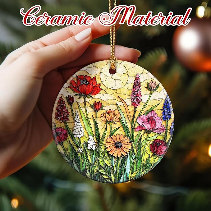 Christmas Ornament, Stained Glass Ornament, Christmas Ornaments for Tree, Hanging Ornaments for Home Decor & Xmas Decorations – Holiday Decor, Gift Ideas, Perfect Holiday & Xmas Gifts - Wildflower