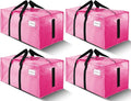 4 Pack Large Strong Moving Bags with Zippers & Carrying Handles - Water-Resistant - Heavy Duty Storage Tote for Space Saving, Fold Flat, Alternative to Moving Box (Pink)
