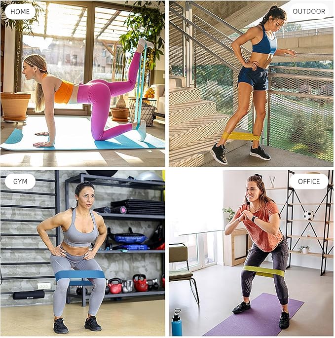 Resistance Loop Exercise Bands for Home Fitness, Yoga Pilates, Stretching, Strength Training, and Physical Therapy - Elastic Bands Set Workout Bands for Women&Men (5pcs Set)