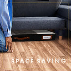 HOMELUX THEORY 2pc Low Profile Under Bed Storage Containers, Thin Under Couch Storage Organizer with Bins & Lids, Underbed Storage Box Ideal for Seasonal Clothes, Blankets, Fabric & Shoes (Black)
