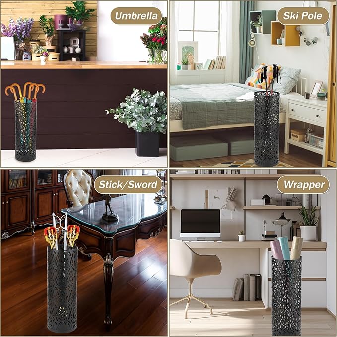 Umbrella Holder Rack - Metal Freestanding Umbrella Stand for Entryway, Canes & Walking Sticks