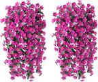 HyeFlora Artificial Fake Hanging Flowers Plants for Outdoor Outside Spring Decor, 2 PCS Faux Silk Fuchsia Daisy UV Resistant Look Real Orchid Long Vines for Home Porch Patio Window Planter Decoration