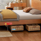 efluky 2-Pack Bamboo Under Bed Storage with Wheels, Rolling UnderBed Storage Basket with Large Dust Bag, Under Bed Storage Containers for Bedroom, Dorm and Basement, Brown