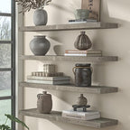 Fun Memories 48 Inch Reclaimed Wood Floating Shelves for Wall, 8 Inch Deep Heavy Duty Rustic Farmhouse Floating Shelf with Invisible Brackets for Fireplace Mantel & Coffee Bar, Grey