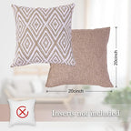 HPUK Decorative Throw Pillow Covers Set of 4 Geometric Design Linen Cushion Cover for Couch Sofa Living Room, 20"x20" inches, Light Brown