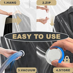 Hanging Vacuum Storage Bags,Hanging Vacuum Sealer Storage Space Saver Bags for Clothes, Suits, Coats, Dresses or Jackets, Reusable Compressed Vacuum Bags Closet Organizers,5 Pack(3 Long,2 Short)