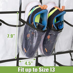 MISSLO 35 Clear Large Pockets Over The Door Shoe Organizer Sturdy Oxford Fabric Hanging Shoe Rack Closet Shoe Holder Hanger, White