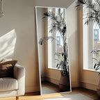 Delma Full Length Mirror,Large Floor Mirror with Aluminum Frame for Bedroom, Bathroom, Living Room,Wall Mount or Freestanding Design(with Stand,Rect 69x24-Silver)