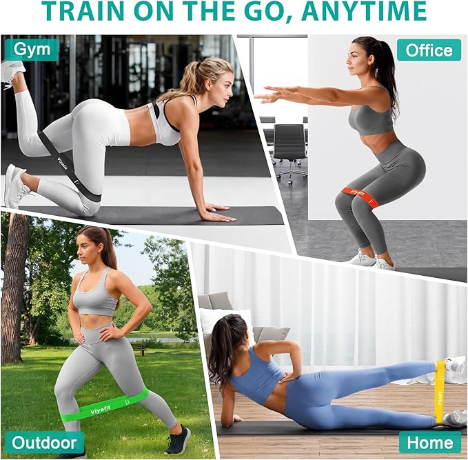 Resistance Band, Exercise Loop Bands for Yoga, Pilates, Fitness and Working Out, Set of 5 Stretch Bands with Carrying Bag