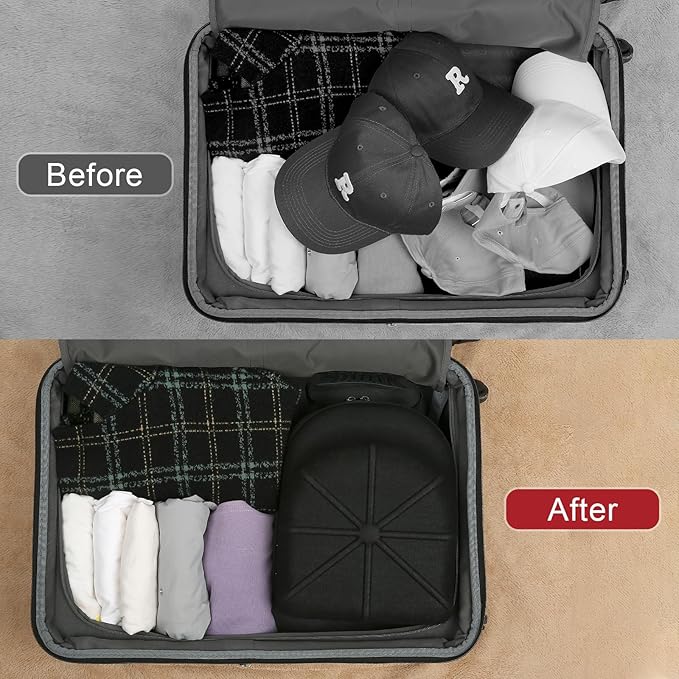 Hard baseball hat case, Hat Carrier Travel Case with Adjustable Shoulder Strap, Hat cap case for 6 Baseball Caps - Perfect for Traveling (Black)