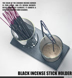 2 in 1 Incense Holder for Sticks Incense Burner Holder with Storage,Glass Upside Down Incense Holder for Sticks with Glass Ash Catcher for Meditation Yoga Spa Room Home Decor[2 Long Black]