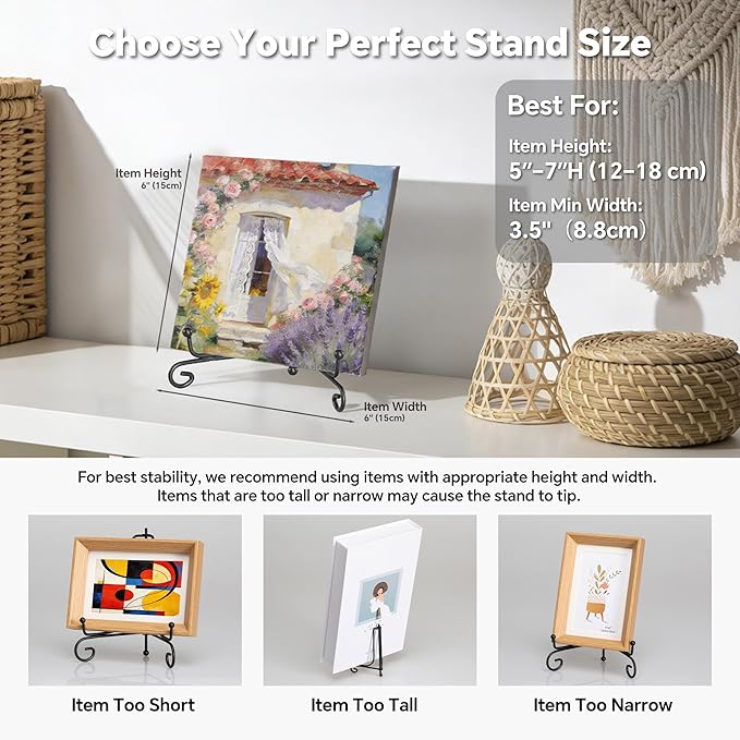 Artliving Plate Stands for Display, 5 Inch Black Iron Easel Plate Display Photo Holder Stand, Displays Picture Frames, Decorative Plates, Tablets and Art (2 pack)