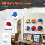 HOUSE DAY Adhesive Hat Hooks for Wall 16 Pack, Strong Hat Rack for Baseball Cap Display Organizer, Hats Hangers Holder for Wall, Door, Closet, No Drilling, Translucent