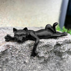Black Cat Resin Statue - Relaxing Lying Down Pose Cute Sleeping Kitten Black Cat Figurine for Home Decor Minimalist Animal Statues for Bookshelf, Living Room, Bedroom, Office Desk Decor