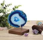 Hipiwe Adjustable Metal Arms Display Stand Easel with Wooden Base - Rocks Crystal Display Easel Holder for Mineral Agate, Gemstones, Fossils, Coral Geodes, Plate and Photo,3.1"x3.1"x4.6"