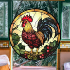 Stained Glass Window Hanging, Colorful Big Cock Sun Catcher for Window Door Home Decor, Chicken Suncatcher Christmas Mother's Day Birthday Gifts for Women Men Mom and Nana 6.3 in
