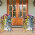 Artificial Hanging Flowers for Outdoors, 6 Pcs Fake Plant for Spring Summer Decoration, UV Resistant Realistic Silk Faux Flowers Outside Indoor Planter Porch Patio Balcony Yard Decor