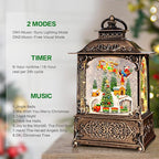 Christmas Snow Globes Lantern with Music, Winter Village Scene Snow Globes with Swirling Glitter Effects, USB/Battery Powered with 6-Hour Timer, Christmas Decorations
