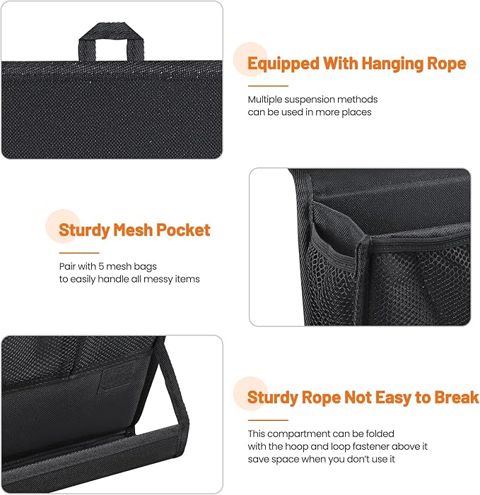 AKAYOK Bedside Caddy Hanging Bed Organizer Storage Bag Pocket with Power Strip Holder Multi-functional Organizer Caddy for Remotes Phone Glasses Magazines, Tablets, Accessories (7 pocket)