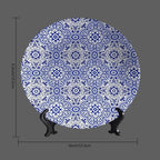 Turkish Decorative Plate Holder, 10 Inch, MediumSlateBlue Round Display Plate, Table Top Plate Decor with Stand, for Kitchen Party Coffee Table Decor Art
